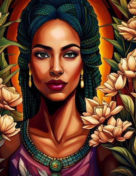 Egyptian Queen on Throne: A Digital Masterpiece