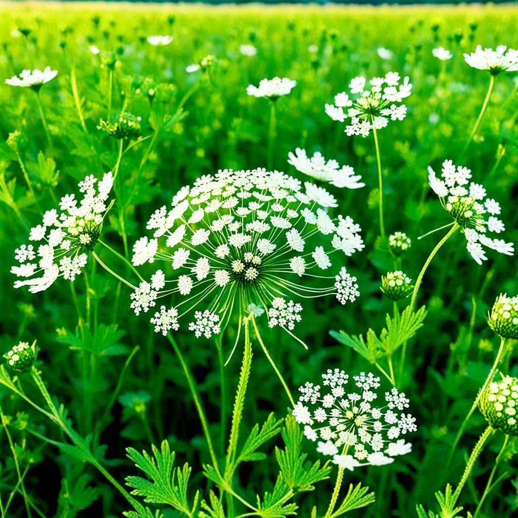 Queen Anne's Lace Close-Up in Meadow
