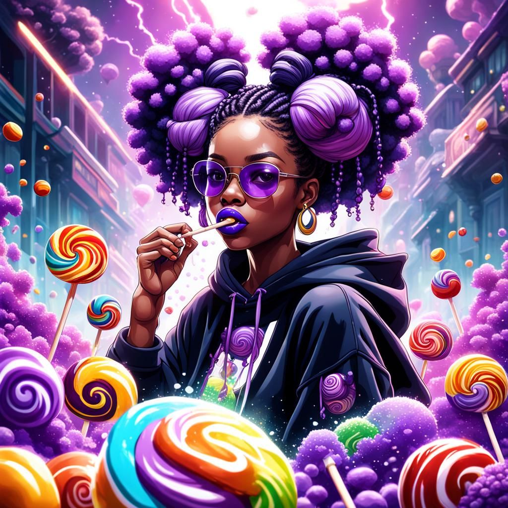 Cool Girl with Purple Afro Puffs Album Cover