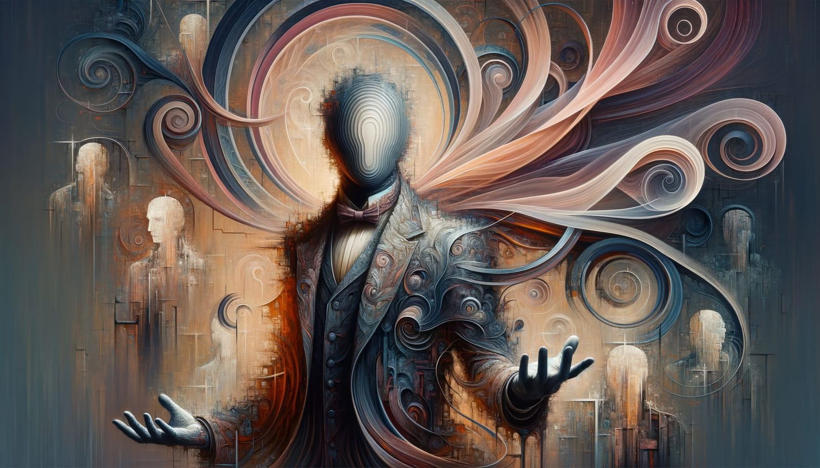 Enigmatic Faceless Being in Flowing Garments