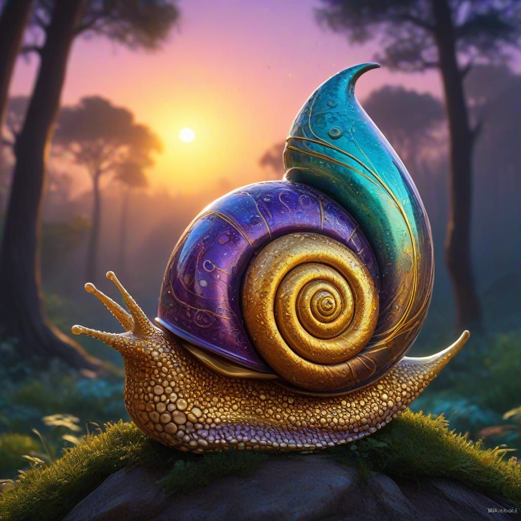 Ethereal Cheetah-Snail Emerges in Vibrant Dreamscape
