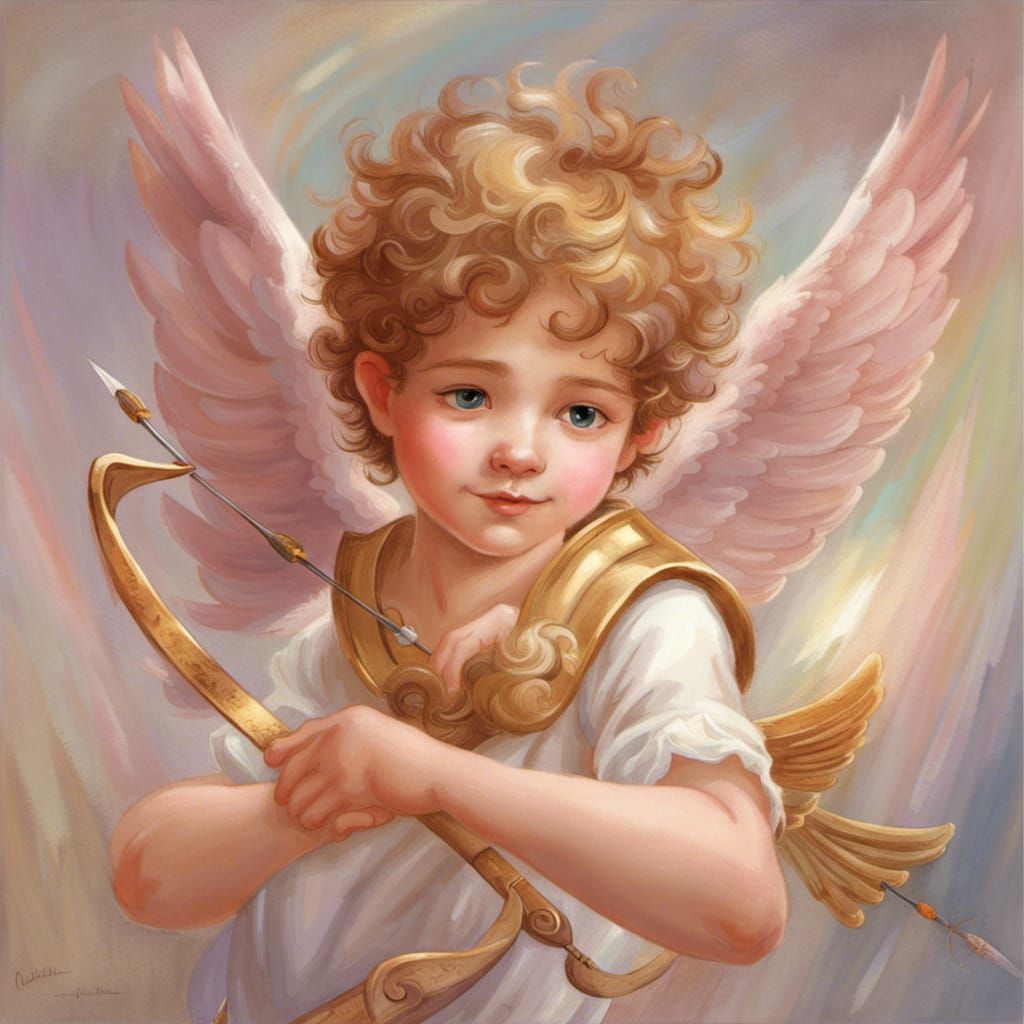 Cupid, the Cherubic Matchmaker with Golden Bow