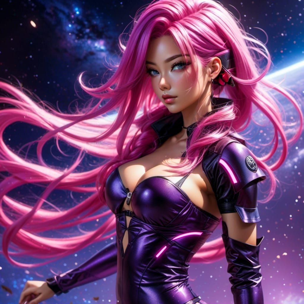 Nebula Drifter in Neon Outfit