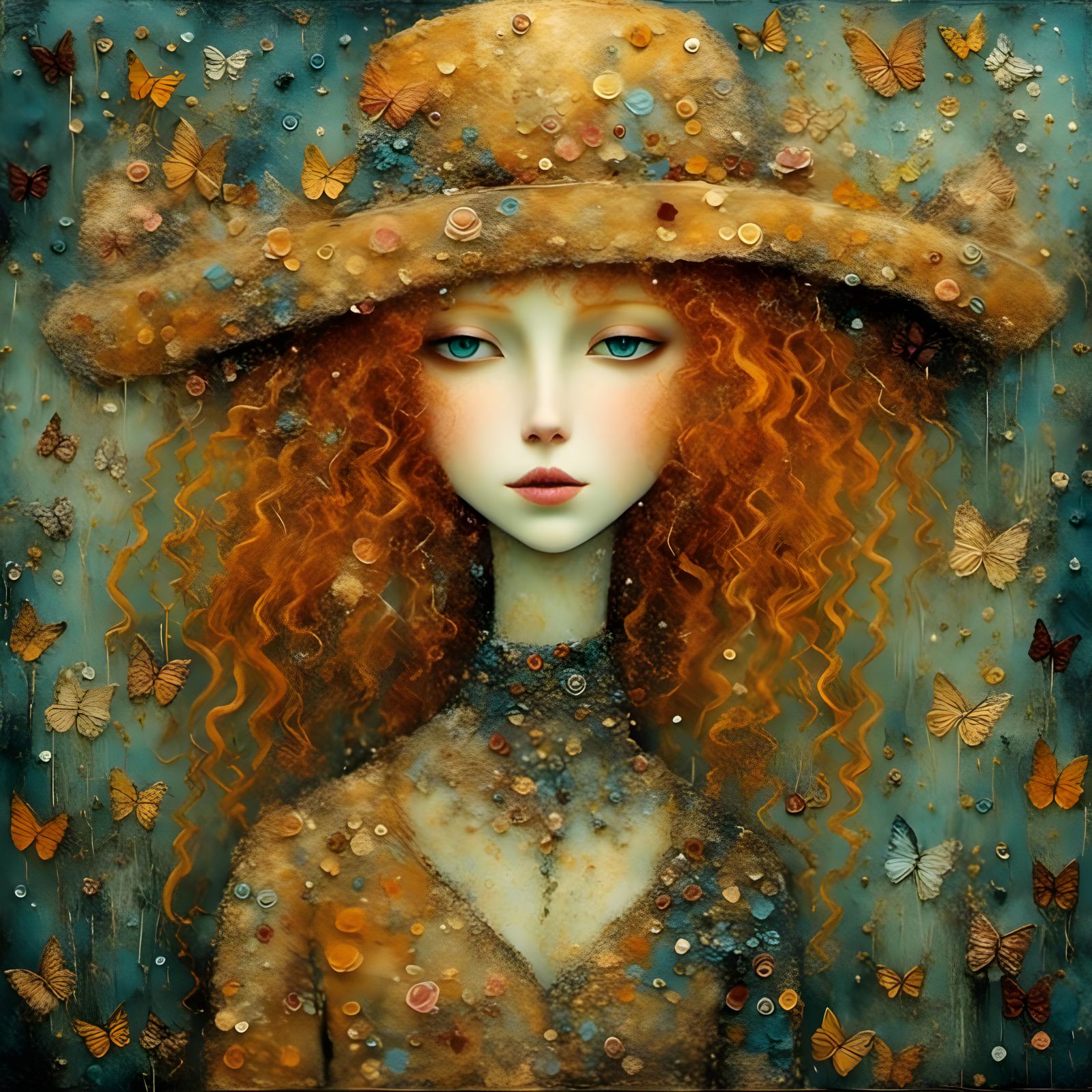 Ginger Woman in Gustav Klimt Style