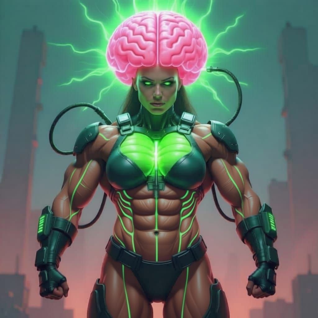 Cosmic Bodybuilder Infused With Neon Green Serum