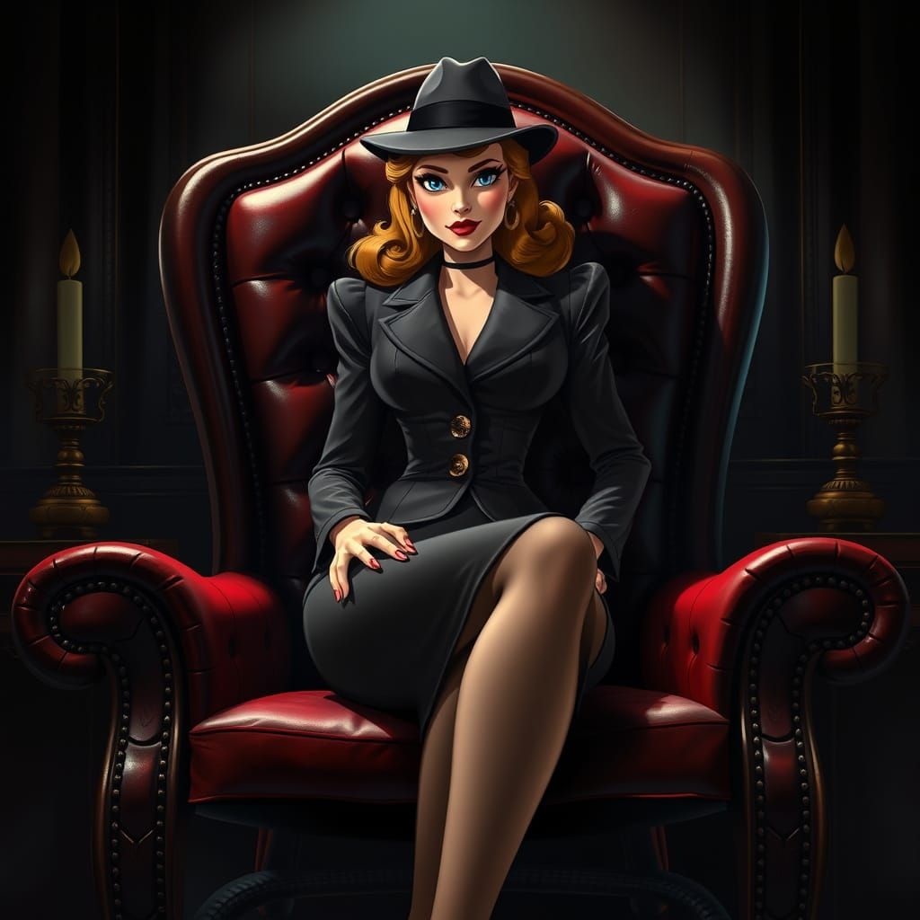 Sultry Mafia Belle Rules with Authority in Dark Film Noir