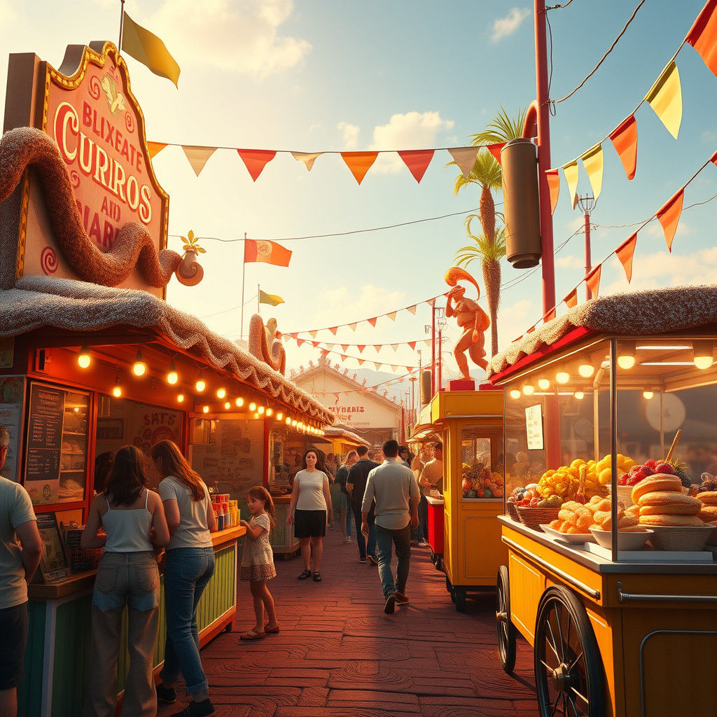 Lively Mexican Fair with Churro and Waffle Stands