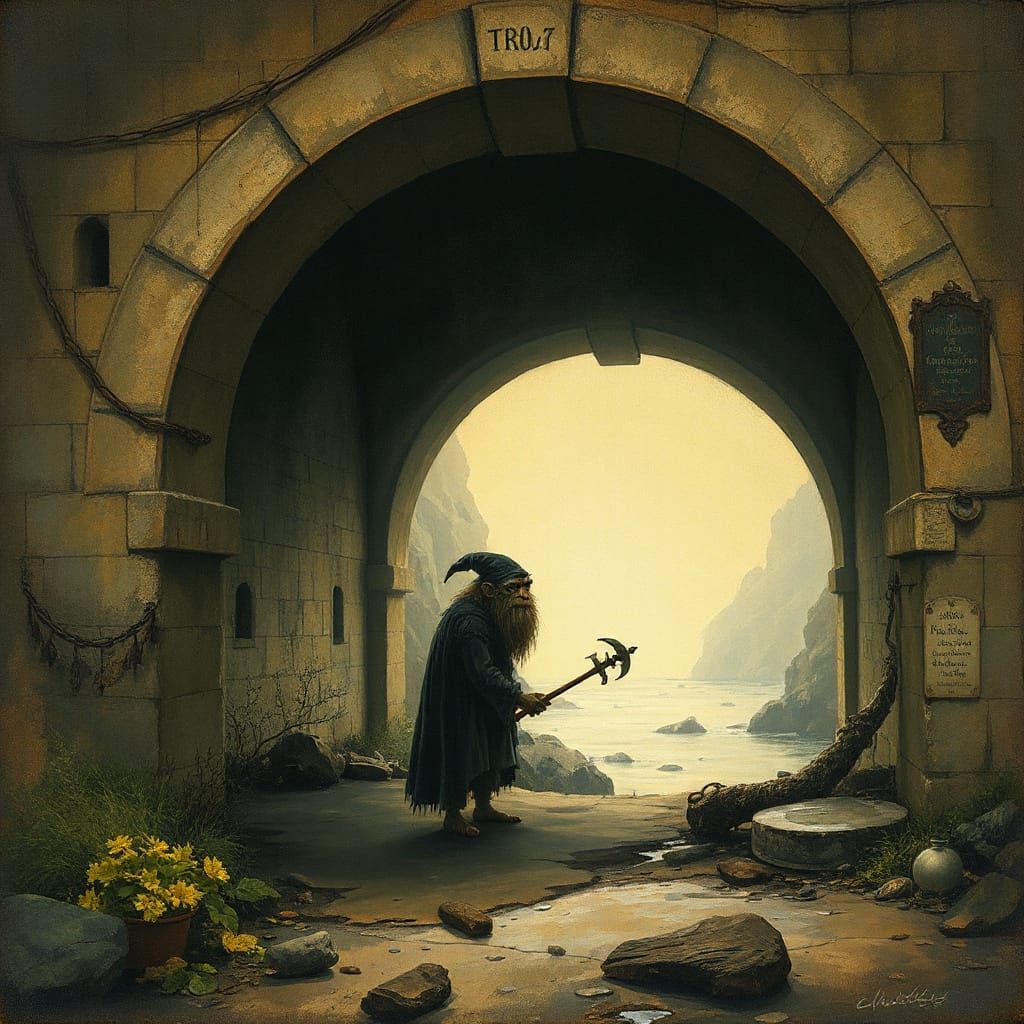 Whimsical Troll in Vintage Storybook Style