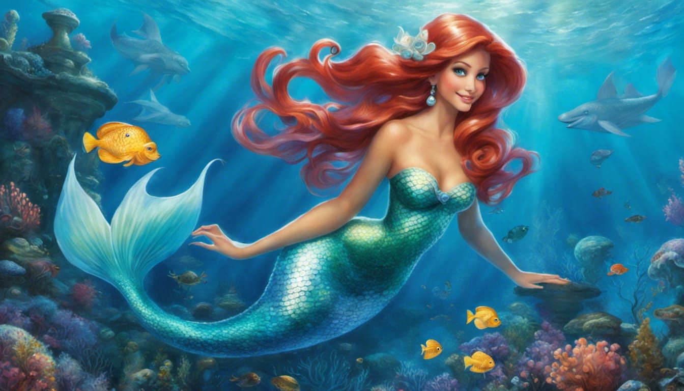 A mermaid scene inspired by Ariel, The Little meeting 1/6
