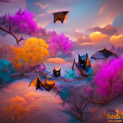 Bats Roosting Upside Down in Dark Cave