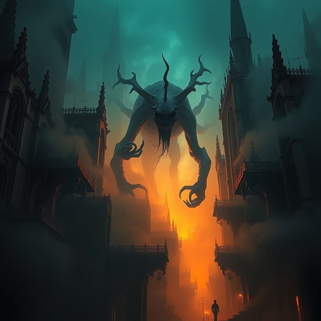Eldritch Abomination Emerges from Crepuscular Mist in Ancien...