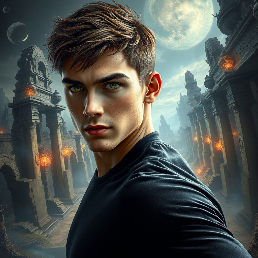 Mystical Hero in Ancient Ruins: Matte Painting