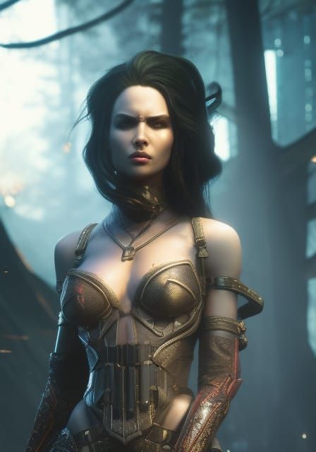 Hyperrealistic Alien Female in Cyberpunk Style