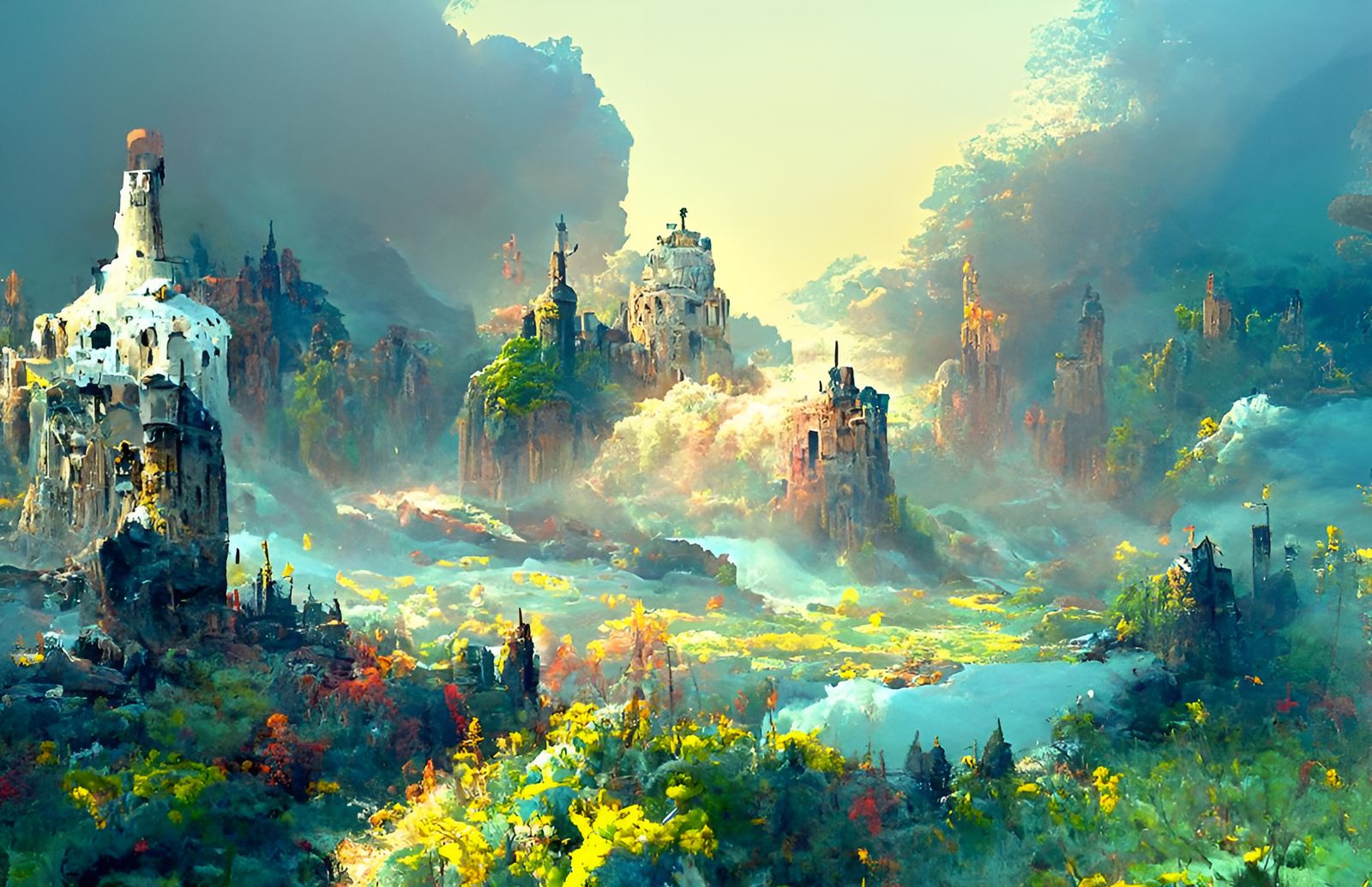 Post-Apocalyptic Castle Landscape in Hyperrealism