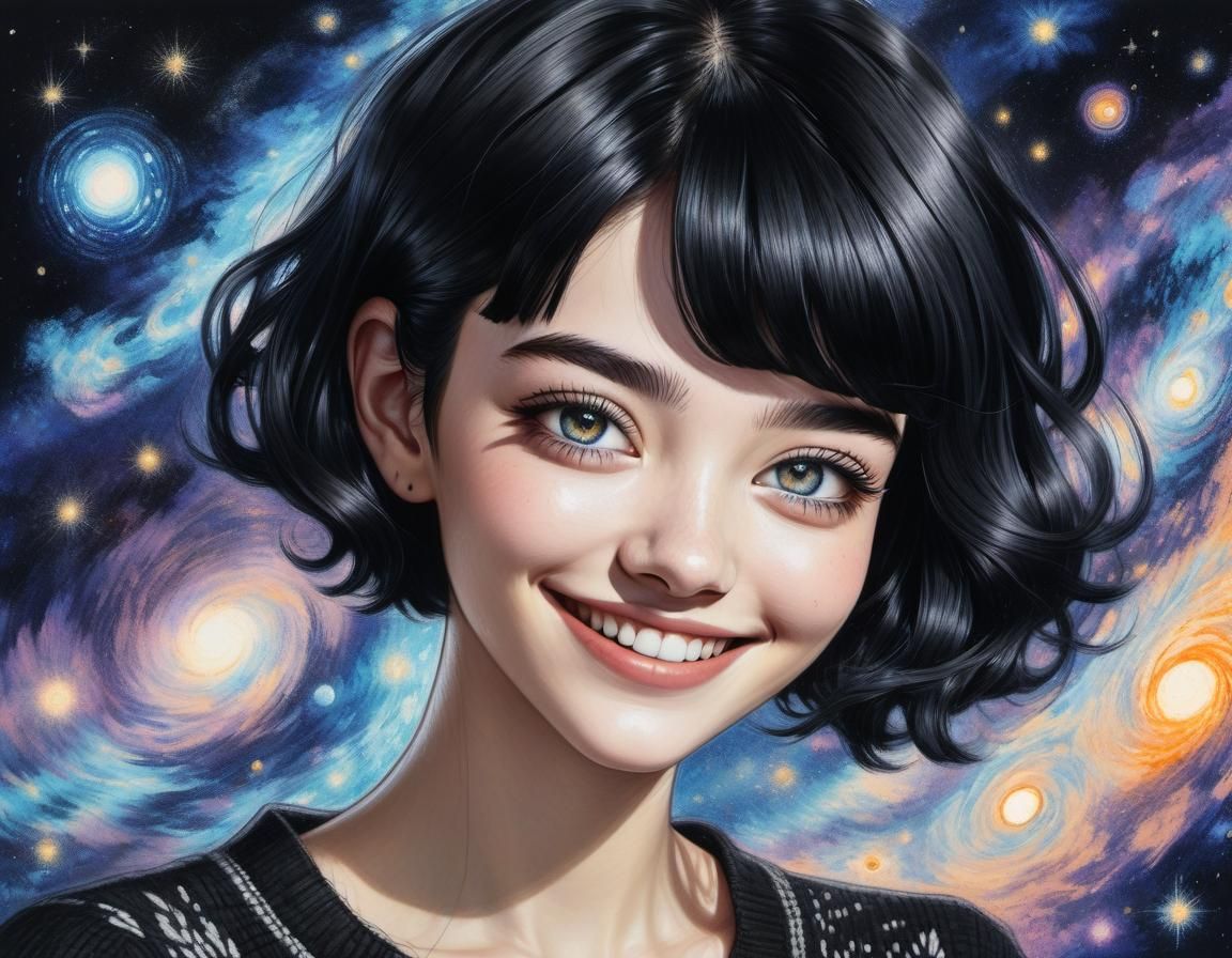 Portrait-black hair girl