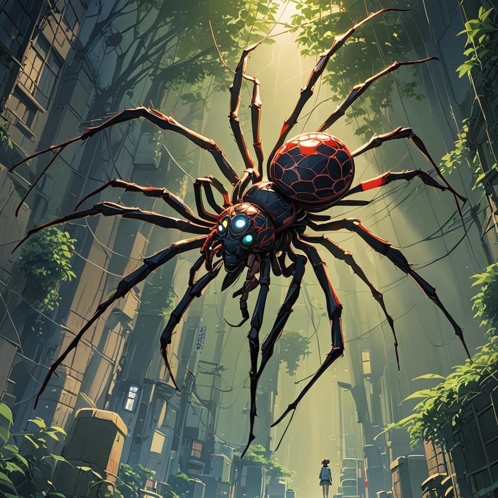 Spider-Girl Transformation: Anime Key Visual in Ghibli Style