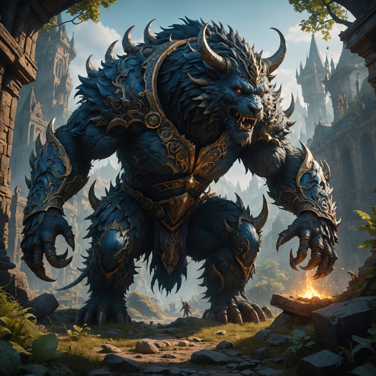 Fantastical Beast in Detailed Matte Painting Style