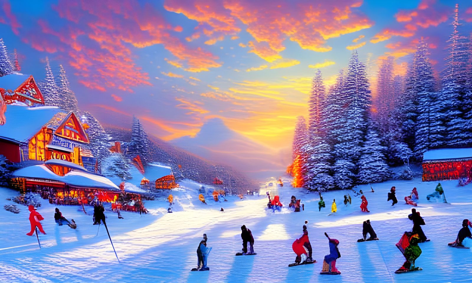 Skiing in Winter Wonderland: Cel-Shaded Masterpiece