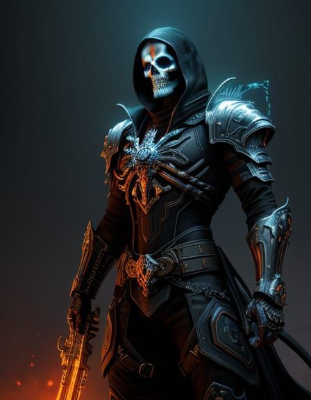 Gothic Commando Wears Cursed Armor in Art Nouveau Style