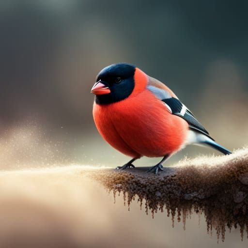 Beautiful Bullfinch in Digital Matte Painting Style