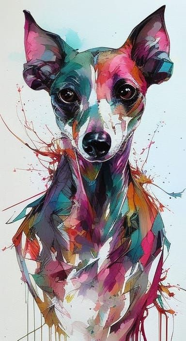 Anime Portrait of Happy Italian Greyhounds