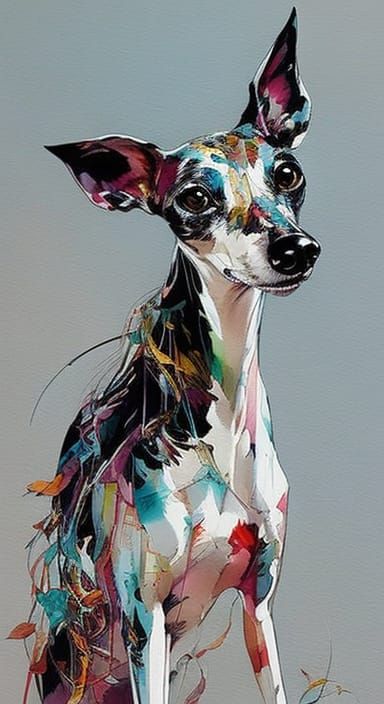 Happy Italian Greyhounds Anime Portrait