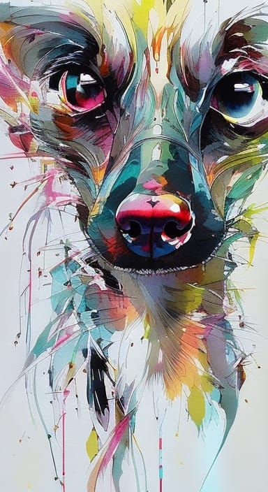 Anime Portrait of Happy Italian Greyhounds