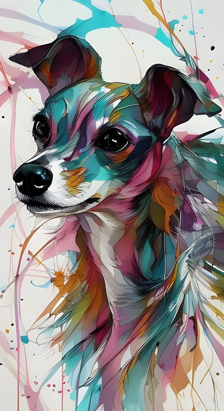 Happy Italian Greyhounds in Anime Disney Splash Art