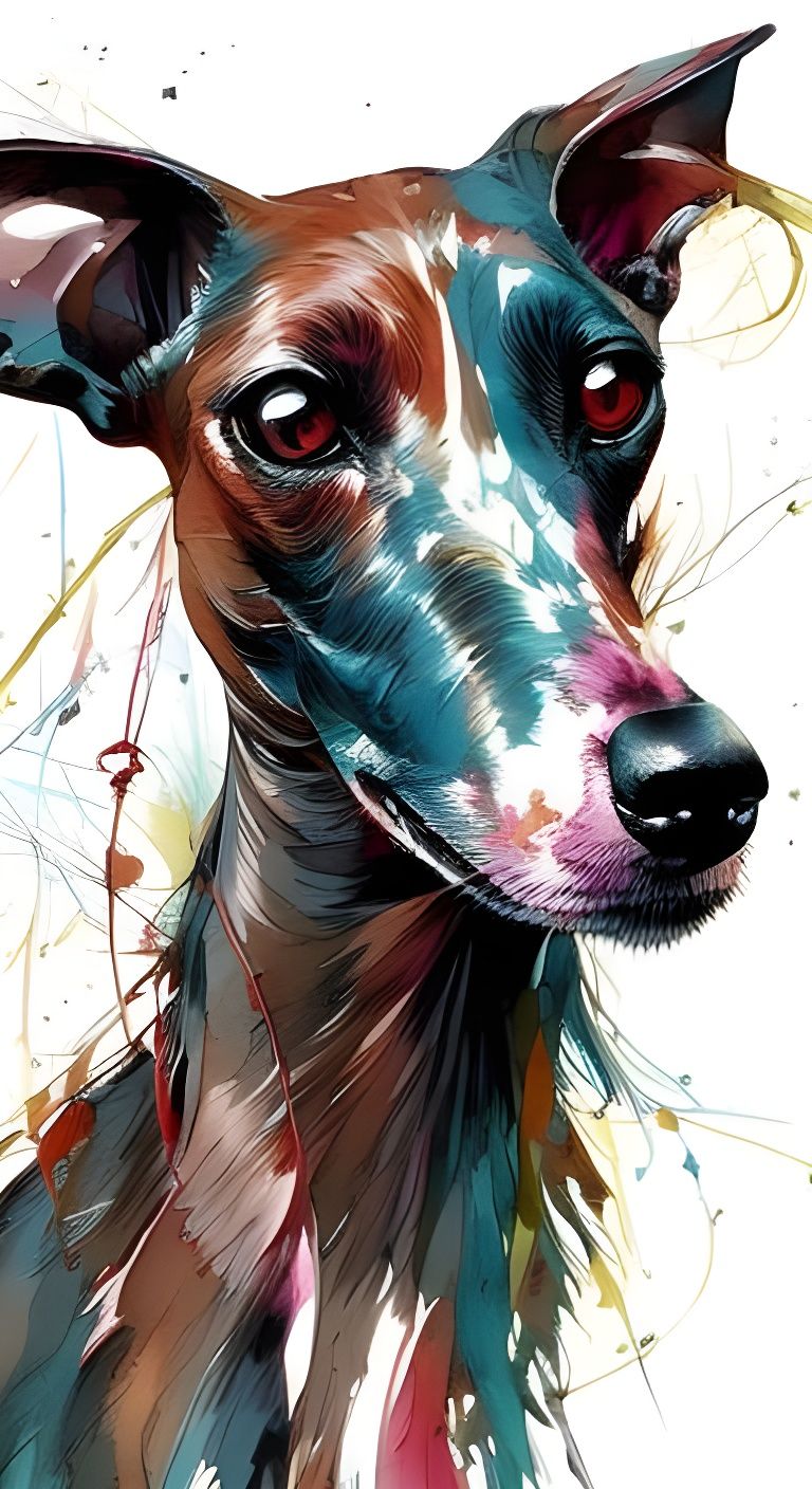 Anime Portrait of Happy Italian Greyhounds