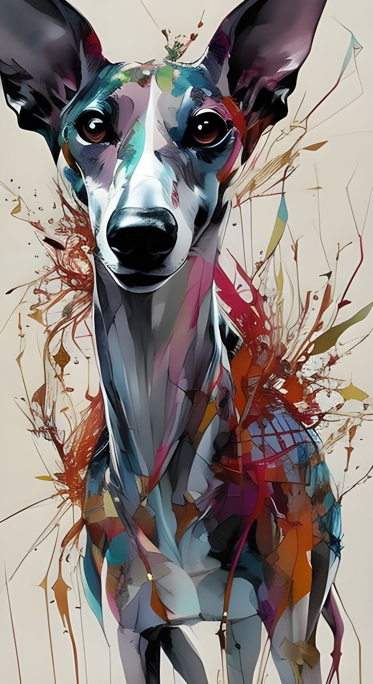 Anime Portrait of Happy Italian Greyhounds