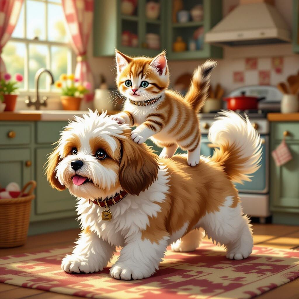 Kitten's Leap of Faith: A Beatrix Potter Scene