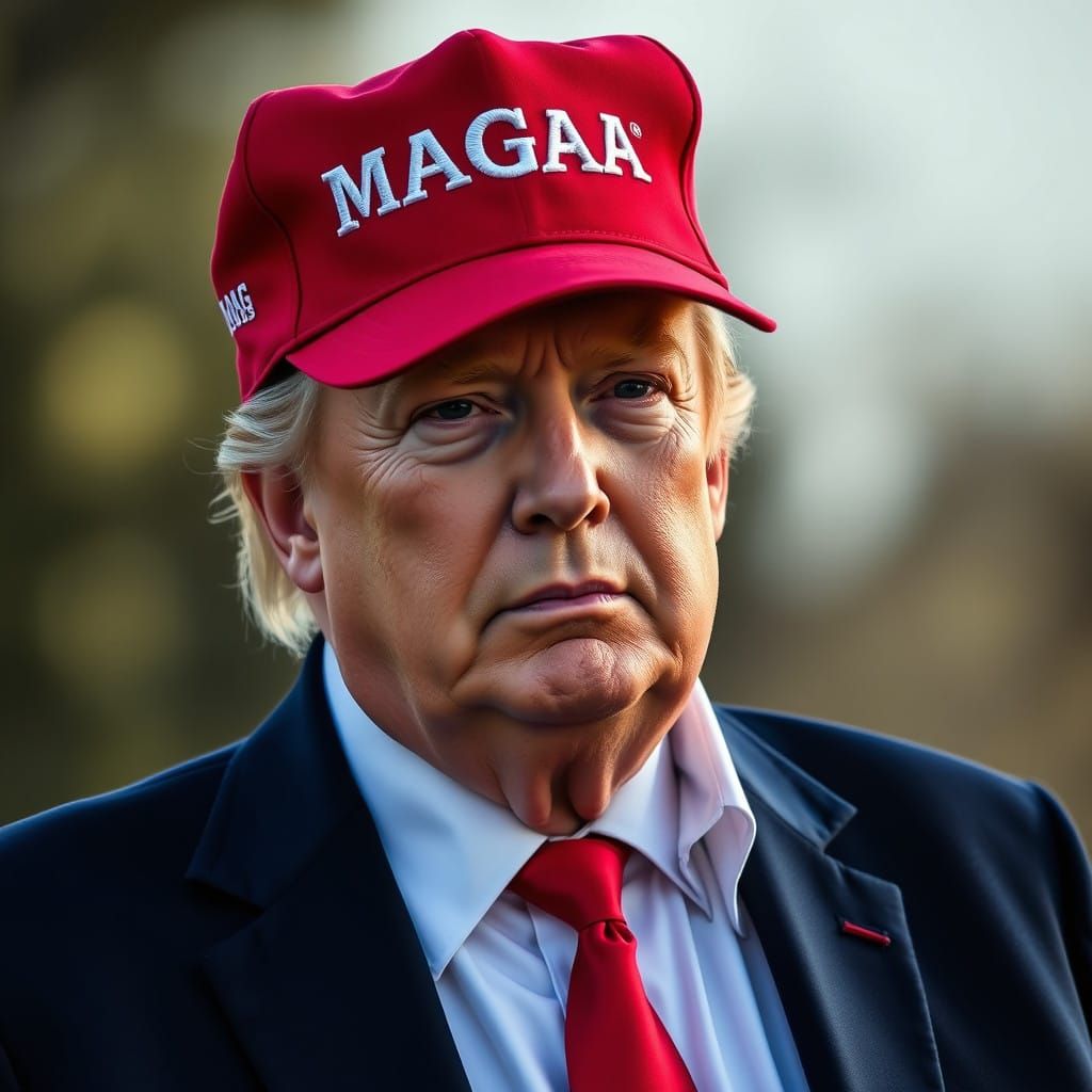 Fashionable Donald Trump in MAGA Hat