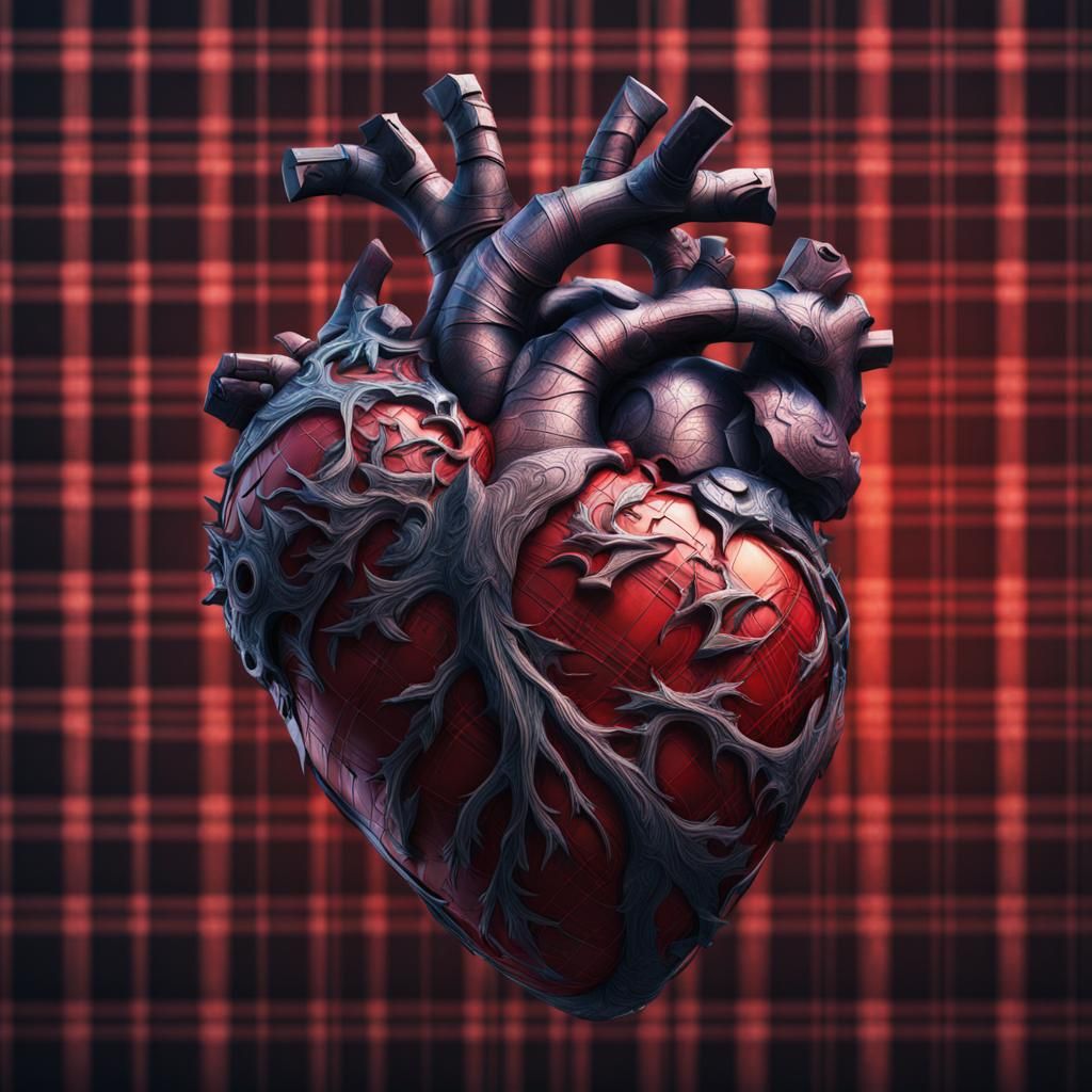 Plaid Human Heart: Detailed Matte Painting