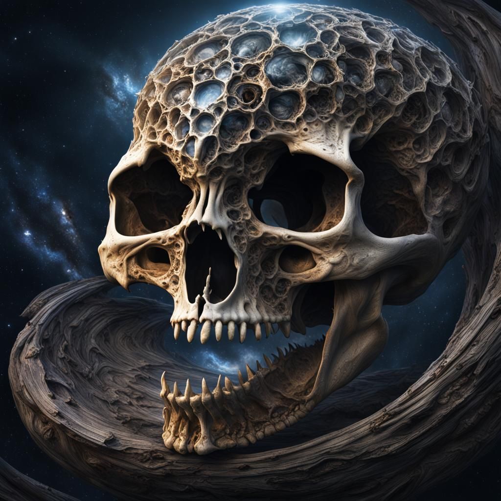 Bird Skull Galaxy: Hyperrealistic Celestial Composition