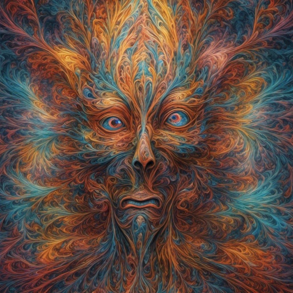 Holographic Fractal Faces in Surrealist Style