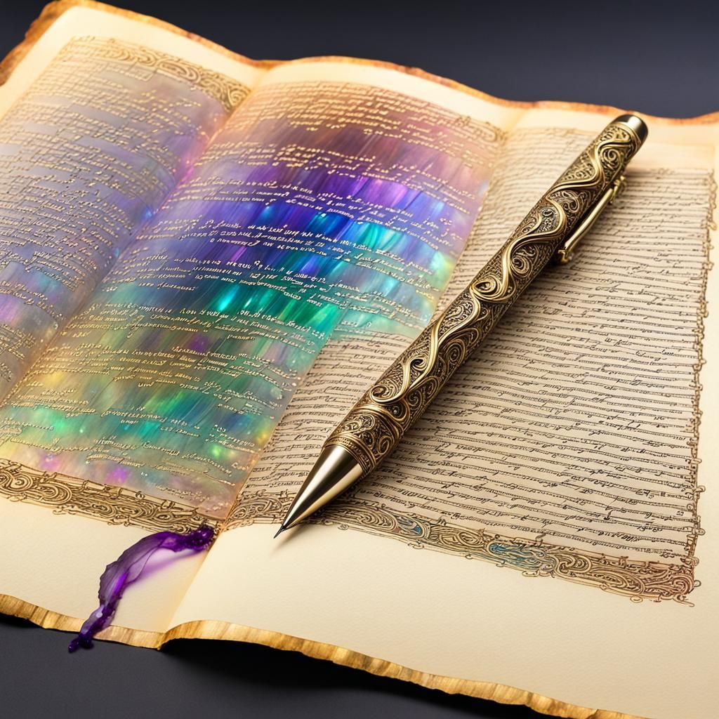 Poetry on Rainbow Lit Golden Parchment