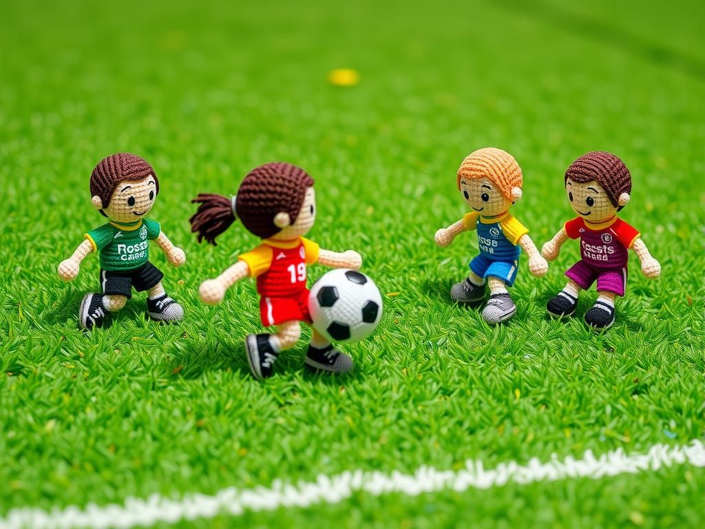 Amigurumi Soccer Players with Pompom Football