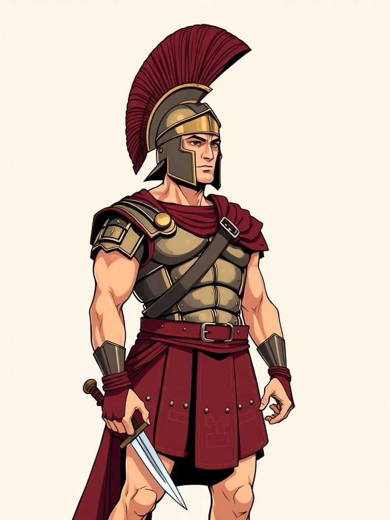 Roman Centurion in Vibrant Gladiator-Inspired Armor