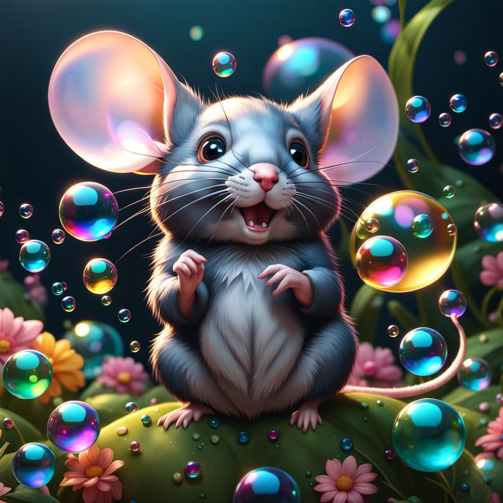 Cute Mouse with Bubbles: 8K Concept Art