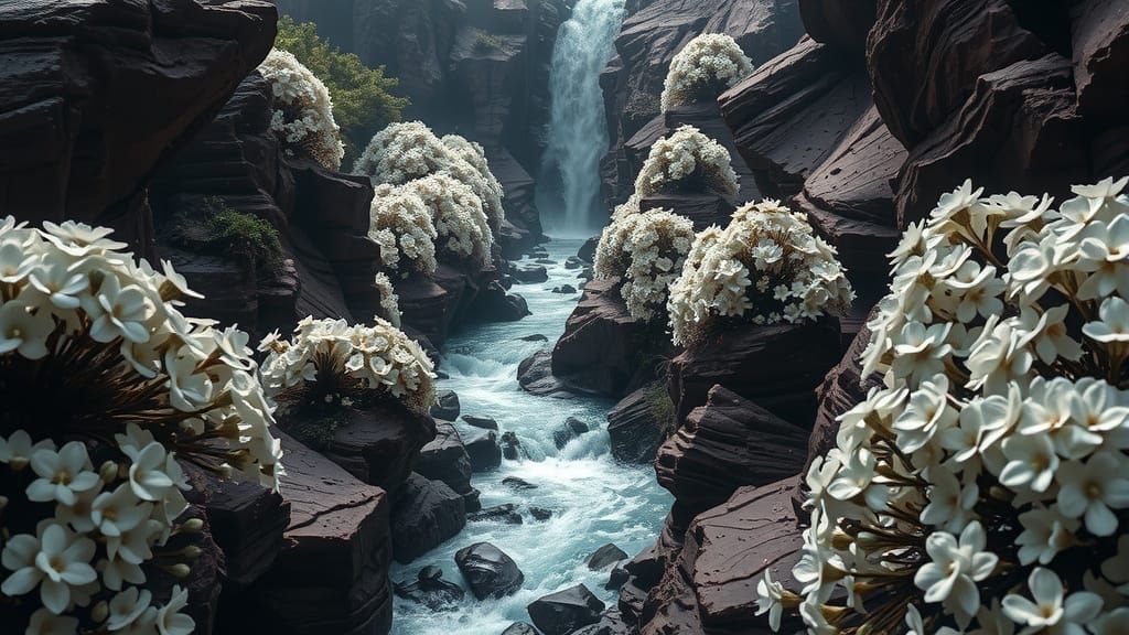 Chocolate River in Dark Canyon, Airbrush Art