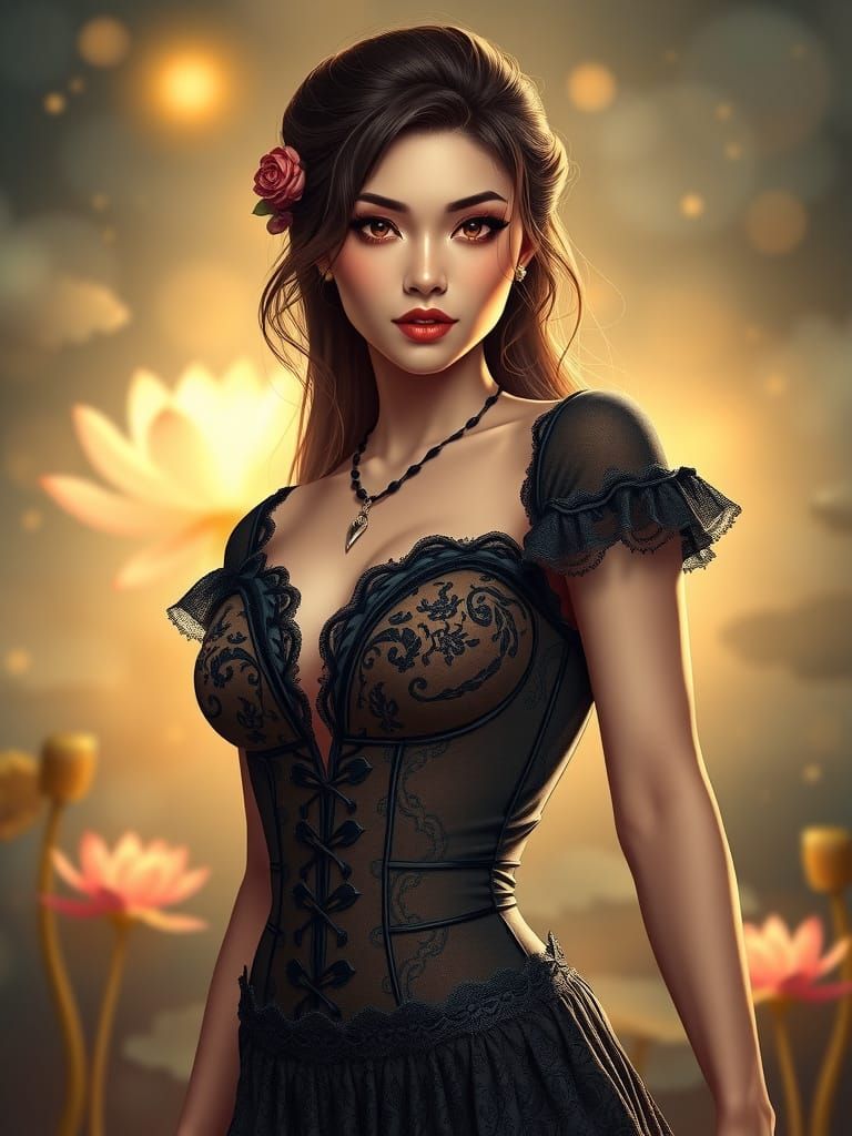 Vietnamese Goddess in Mystical Landscape