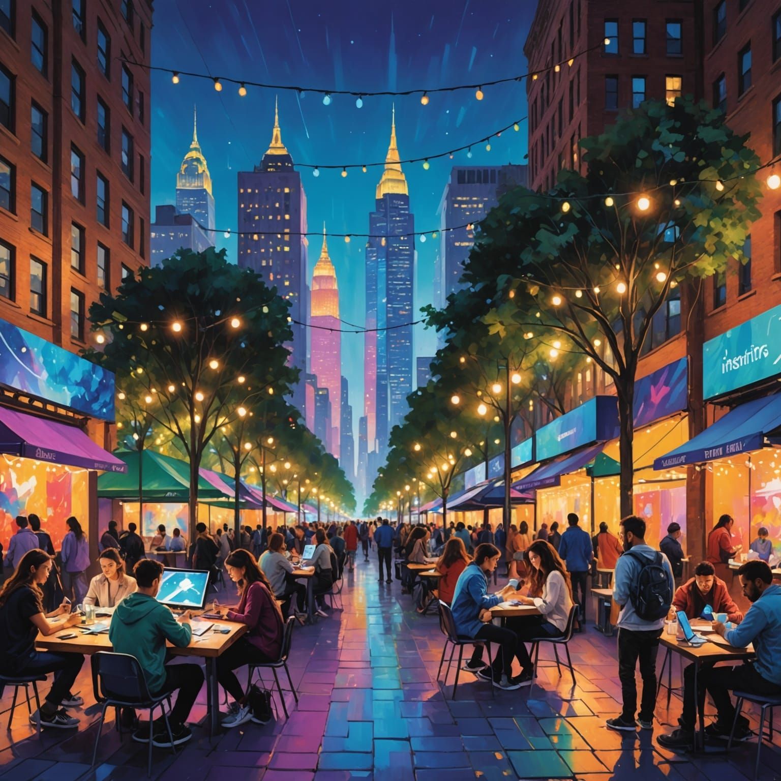 Vibrant Urban Art Haven Unfolds at Twilight