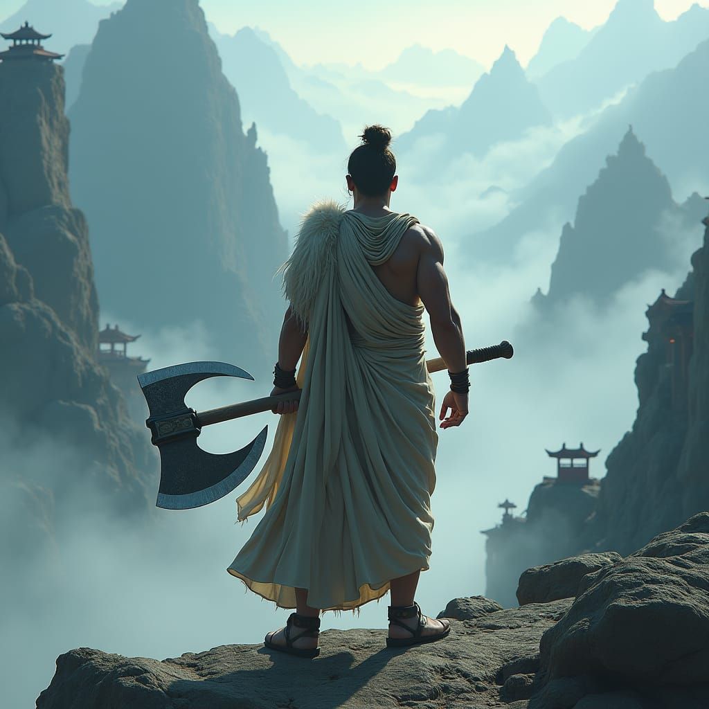 Mystical Warrior Blending Greek, Norse, and Asian Styles