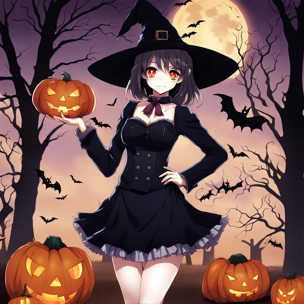 Halloween Anime Girl in Manga Style