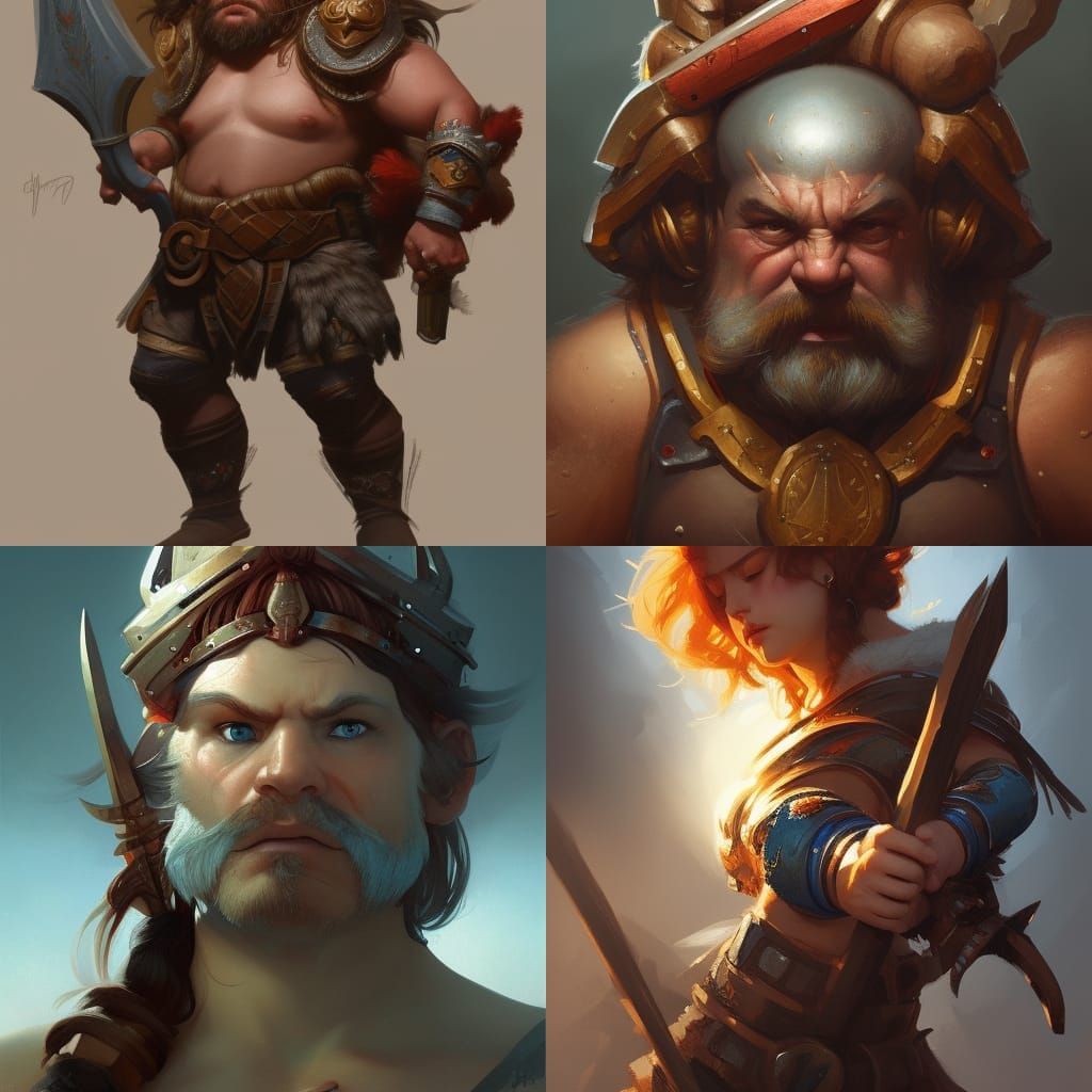 Detailed Dwarf Barbarian Portrait in Fantasy Art Style