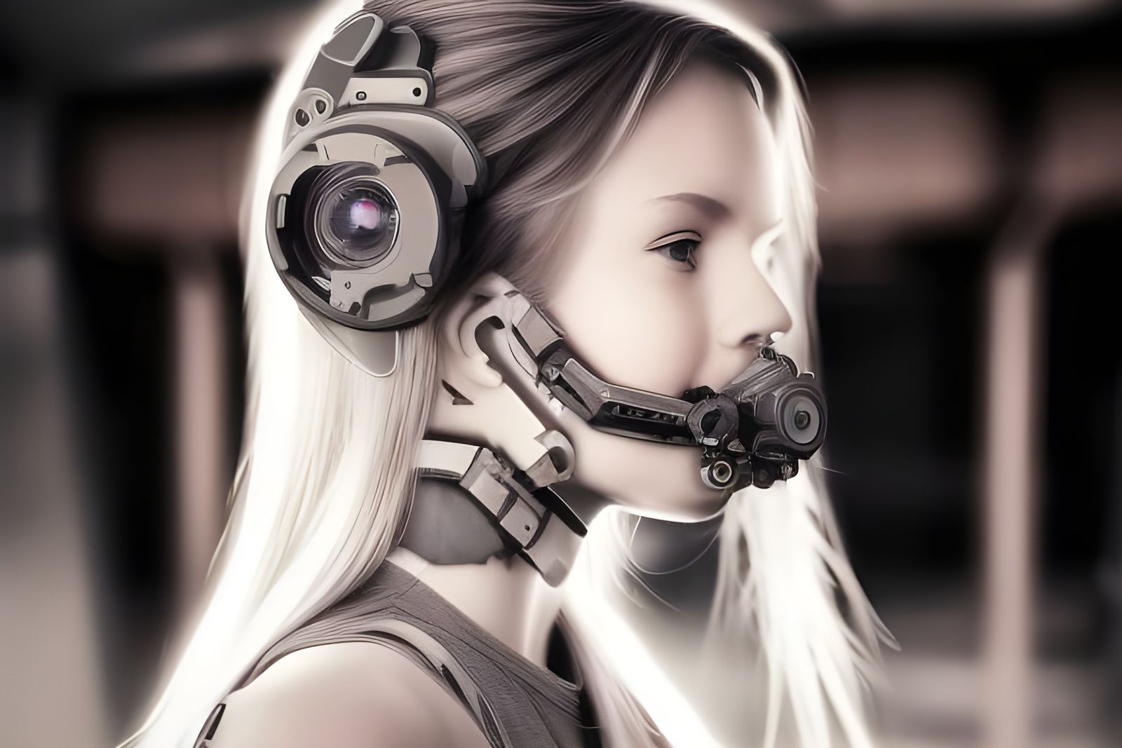 Cute cyborg looking teenage girl.