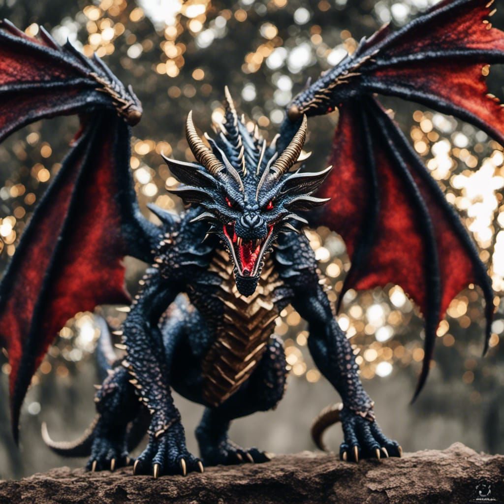 Fissile Winter Dragon with Open Wings in RAW Photo