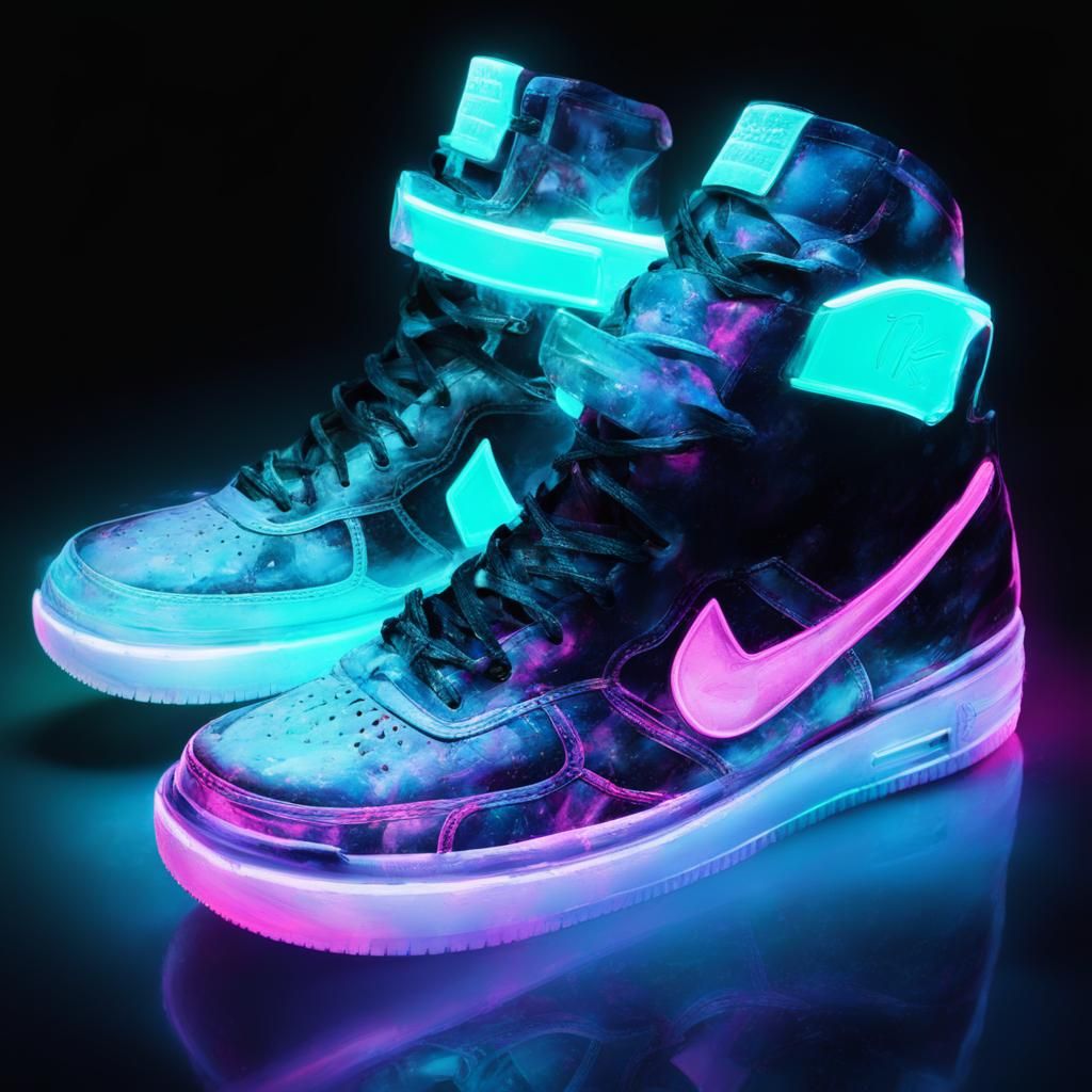 Cyberpunk Airforce One Hightops in Neon Wasteland