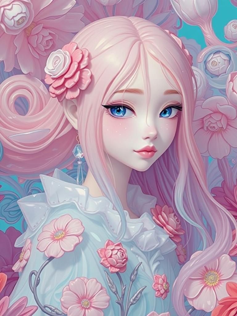 Raspberry Jelly Girl Sculpture in Chibi Style