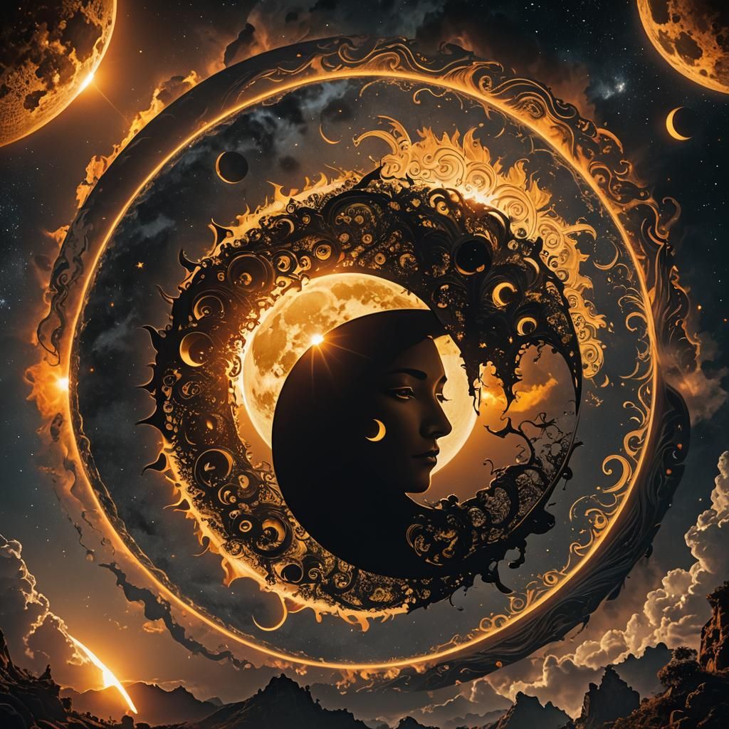 Yin Yang Eclipse: Fantasycore Double Exposure Art
